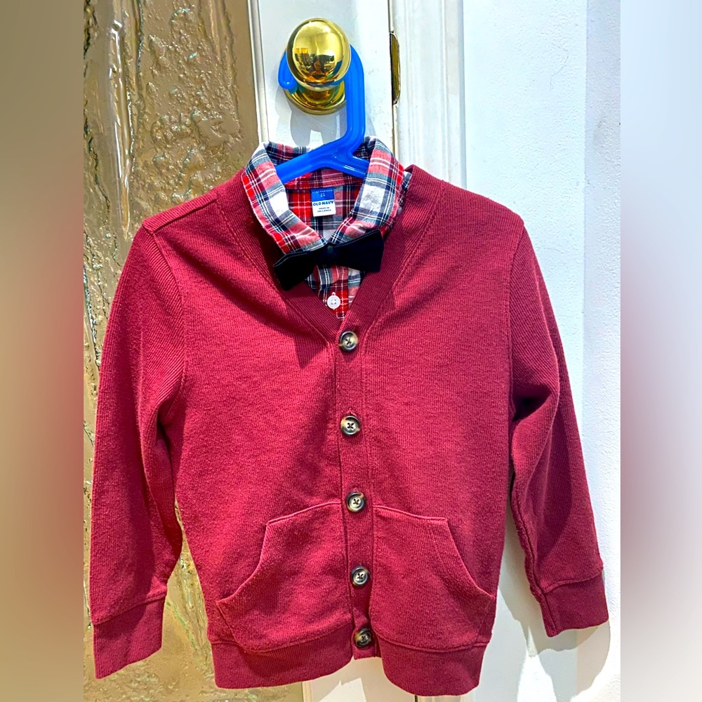 Old Navy Maroon and Checkered Sunday’s best with bow Tie